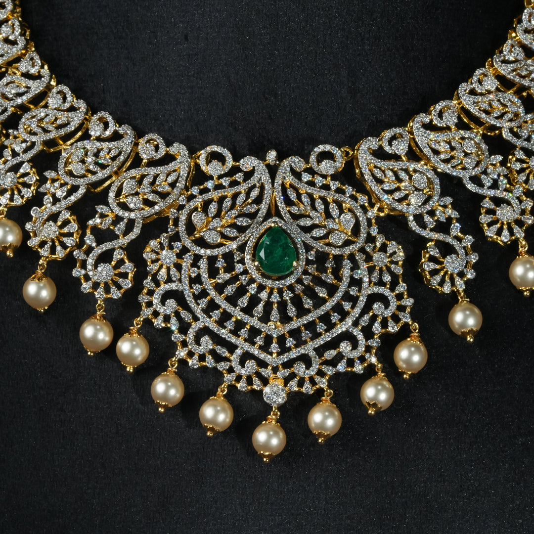 CZ Silver Emerald Necklace