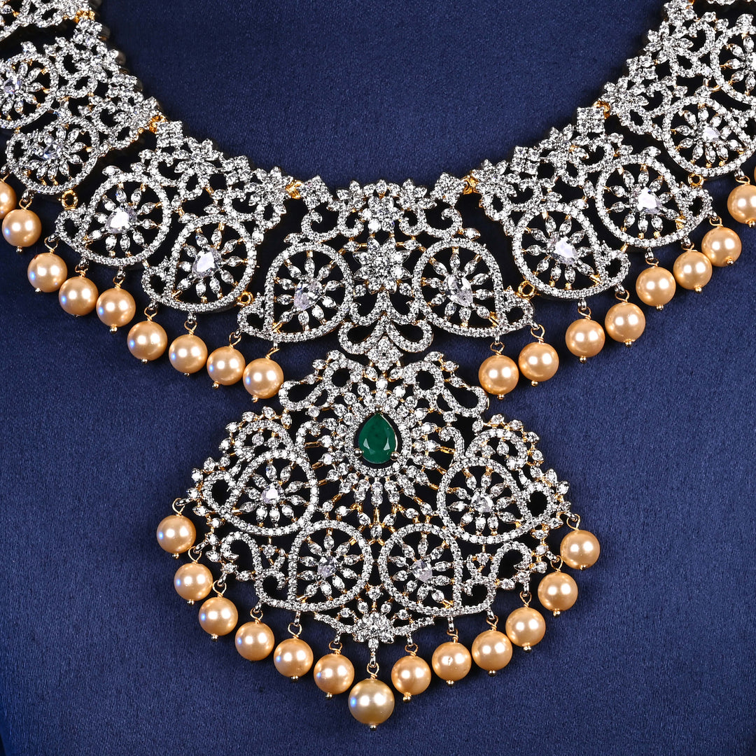 CZ Silver Emerald Necklace