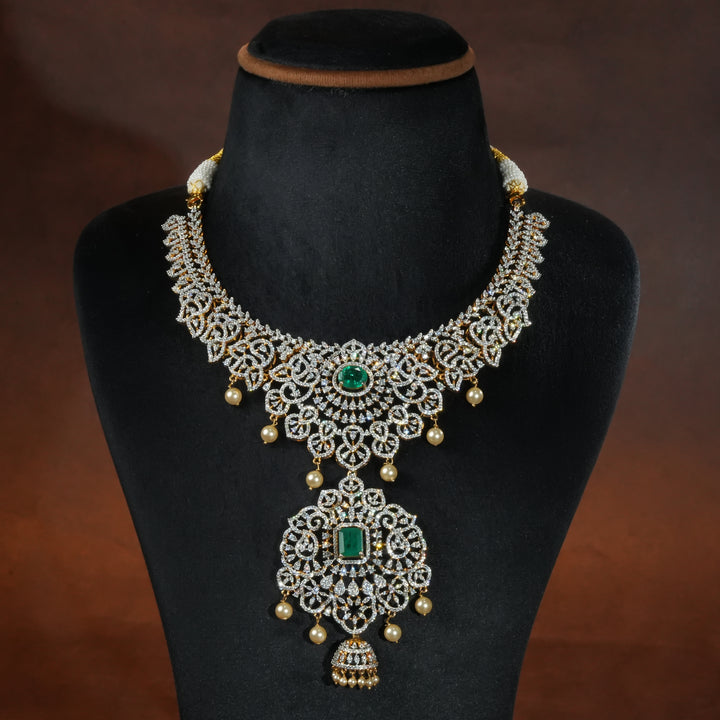 CZ Silver Emerald Necklace