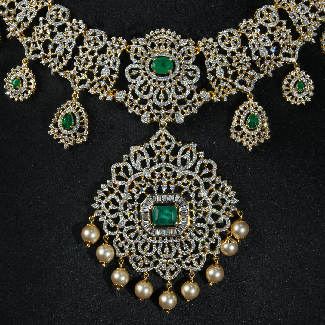 CZ Silver Emerald Necklace