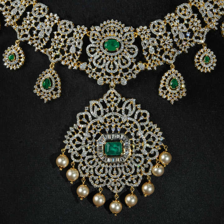 CZ Silver Emerald Necklace