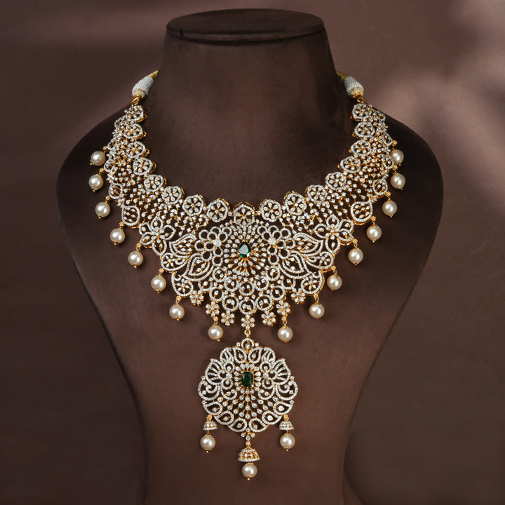 CZ Silver Emerald Necklace