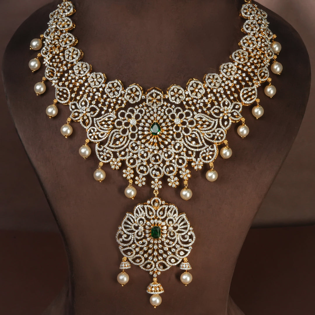 CZ Silver Emerald Necklace