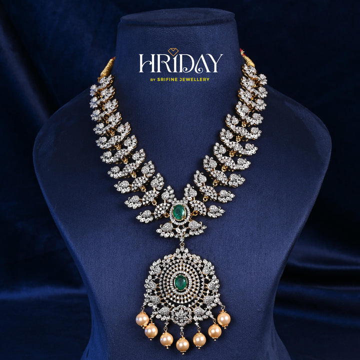 CZ Silver Emerald Necklace Set