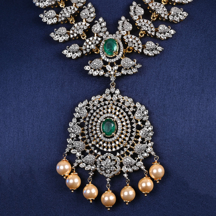 CZ Silver Emerald Necklace Set