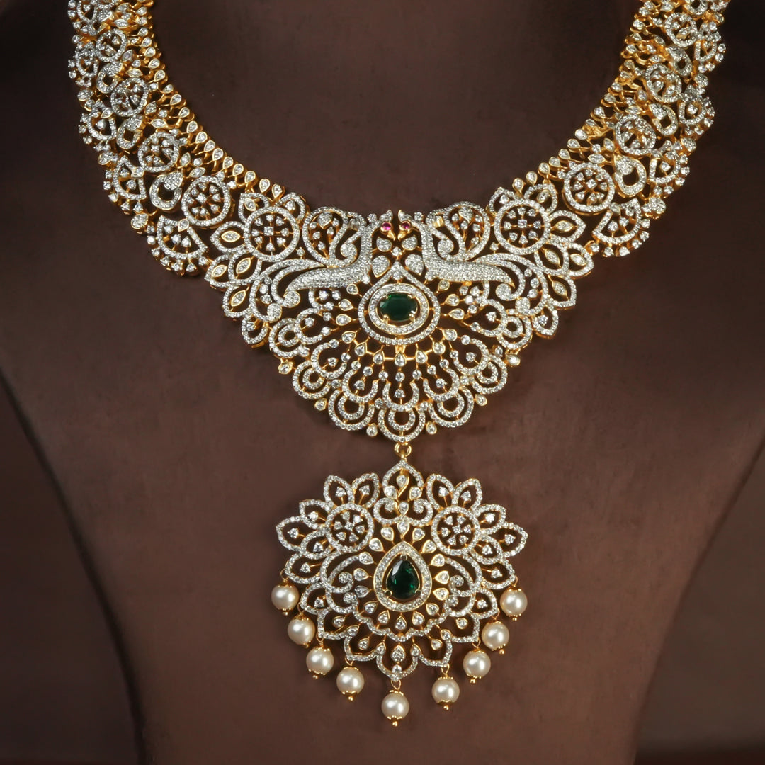 CZ Silver Emerald Necklace