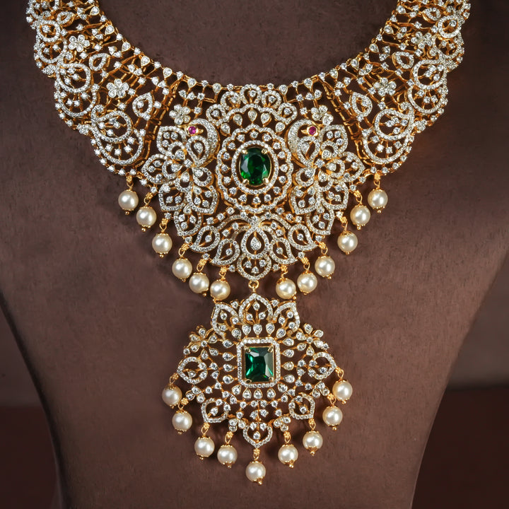 CZ Silver Emerald Necklace