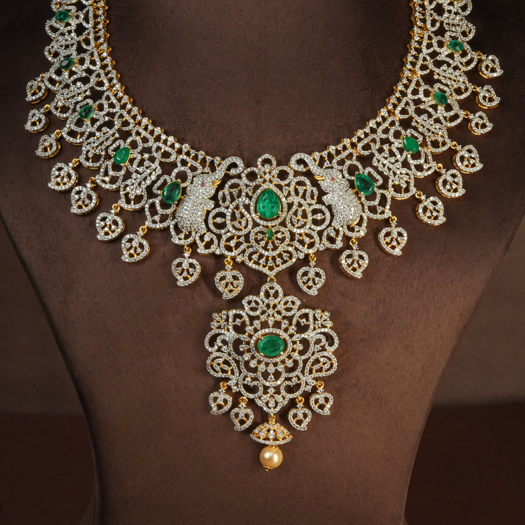 CZ Silver Emerald Necklace