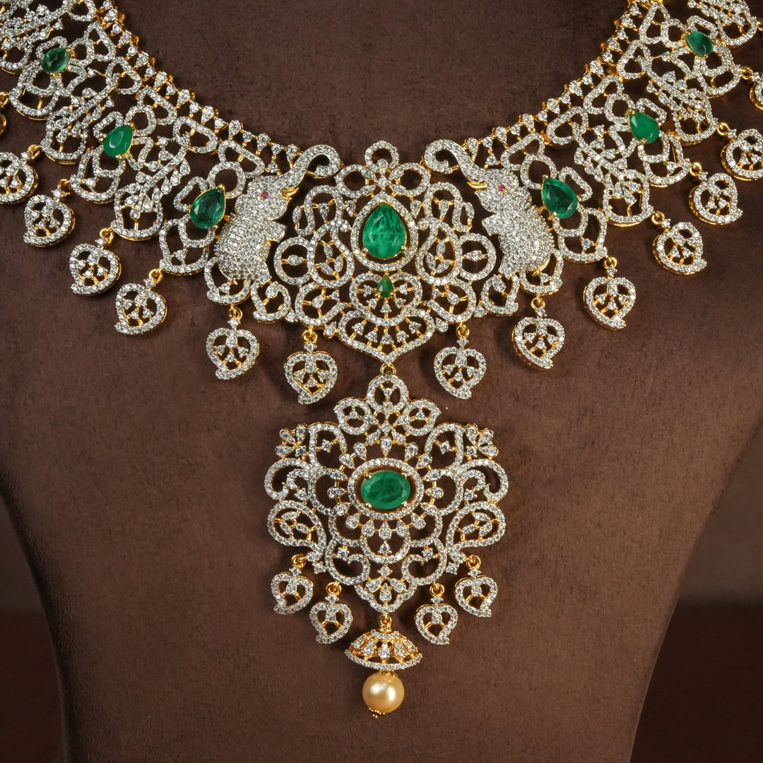 CZ Silver Emerald Necklace