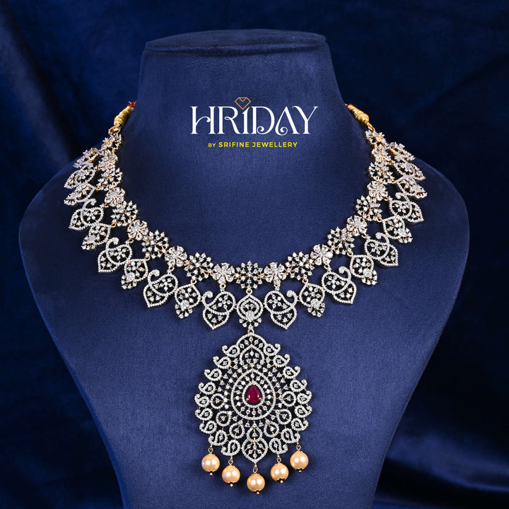 CZ Silver Ruby Necklace