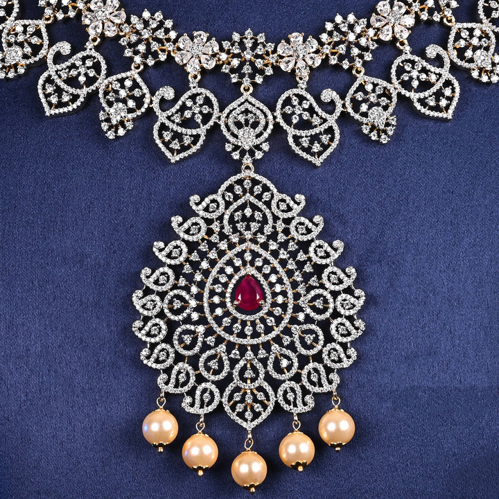 CZ Silver Ruby Necklace