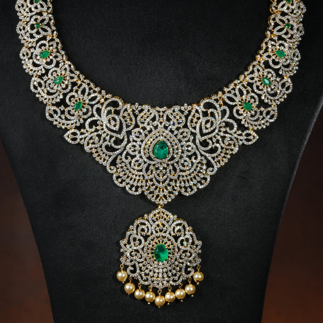 CZ Silver Emerald Necklace