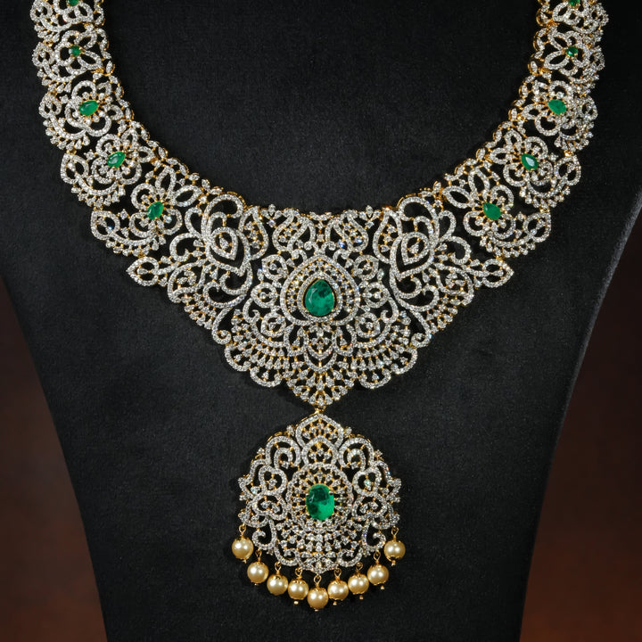 CZ Silver Emerald Necklace