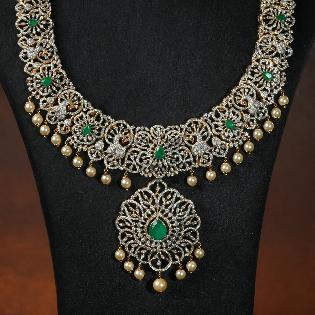 CZ Silver Emerald Necklace