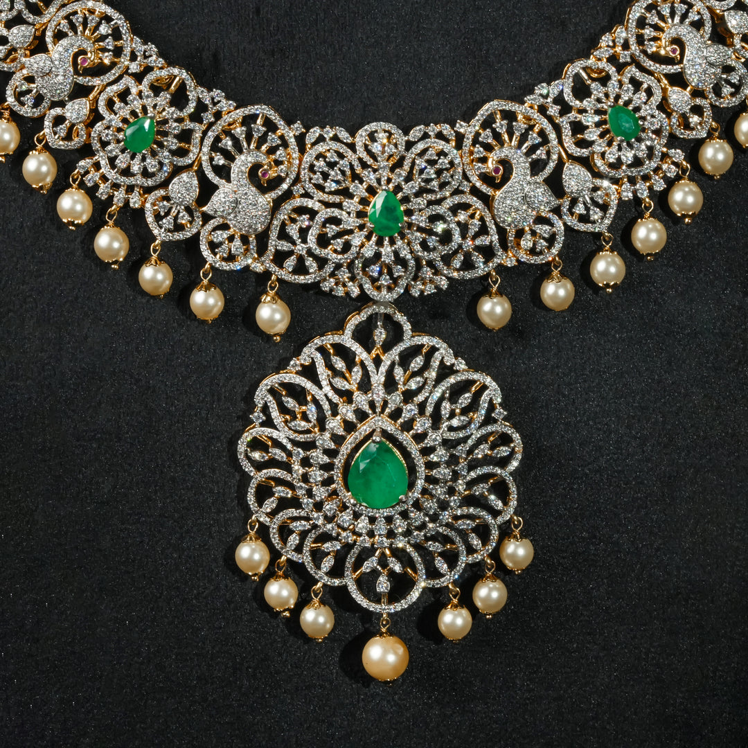 CZ Silver Emerald Necklace