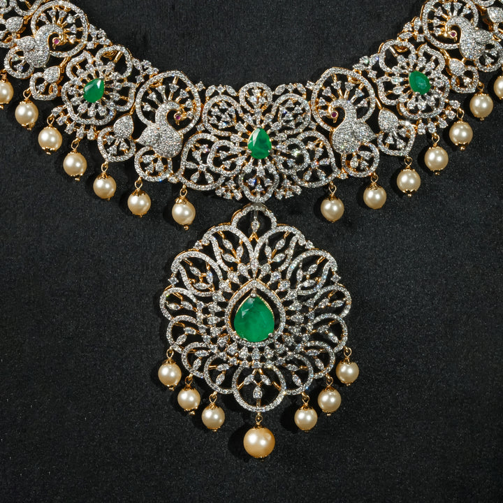 CZ Silver Emerald Necklace
