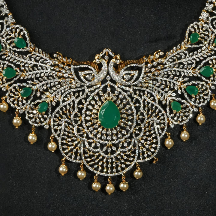 CZ Silver Emerald Necklace
