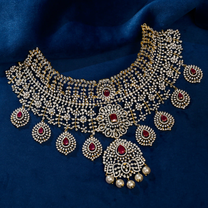 CZ Silver Ruby Choker