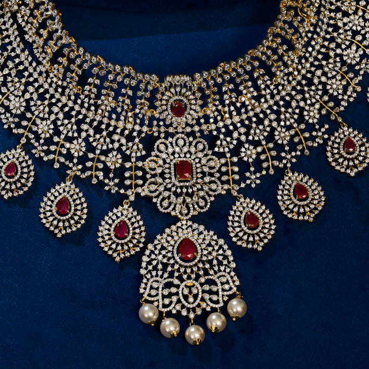 CZ Silver Ruby Choker