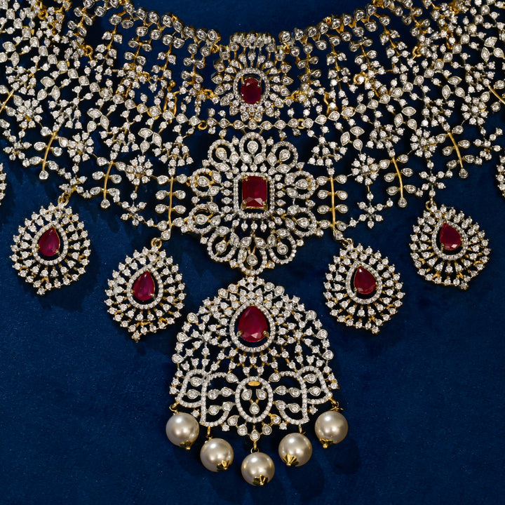 CZ Silver Ruby Choker