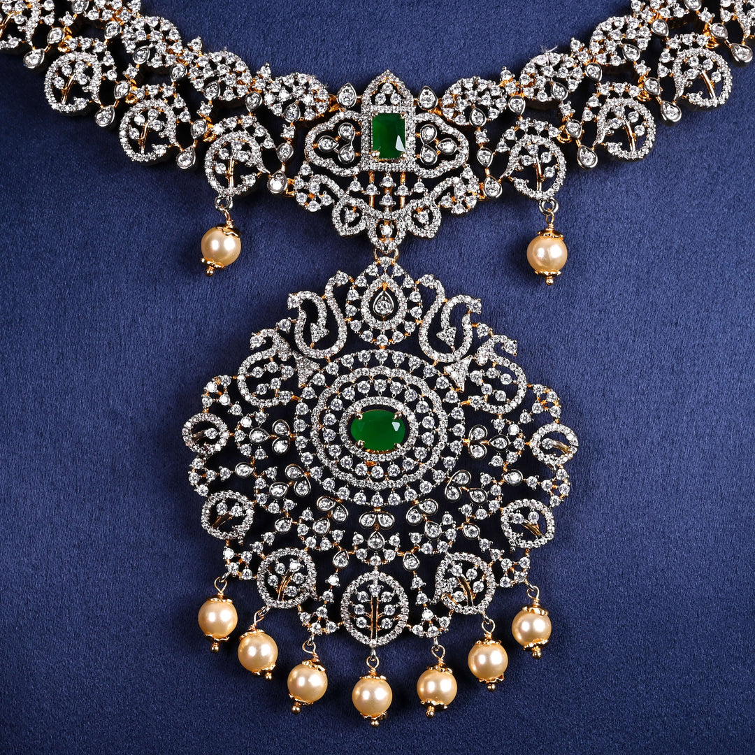 CZ Silver Emerald Necklace