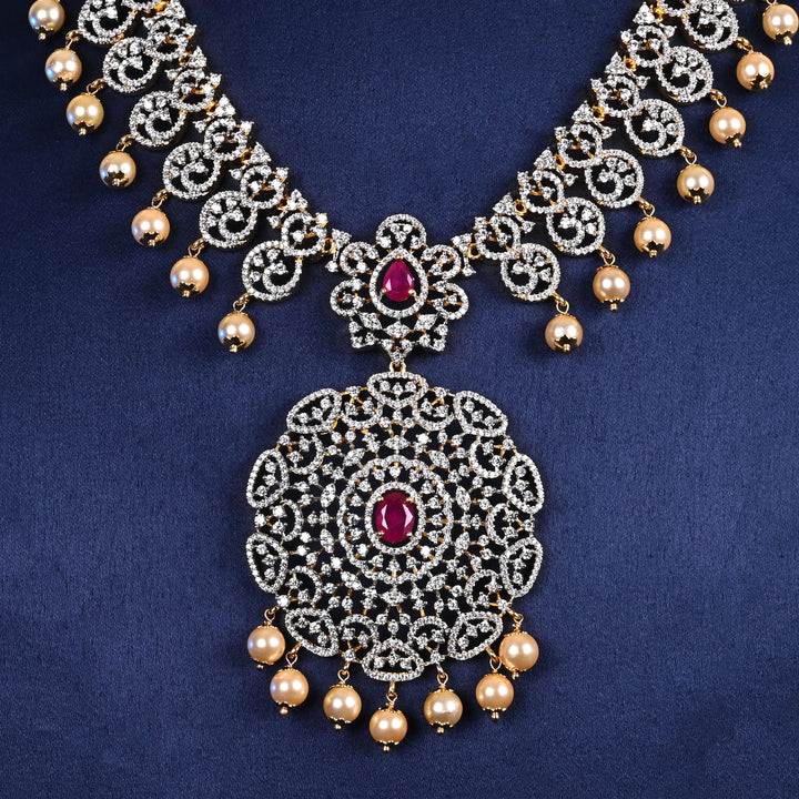 CZ Silver Ruby Necklace