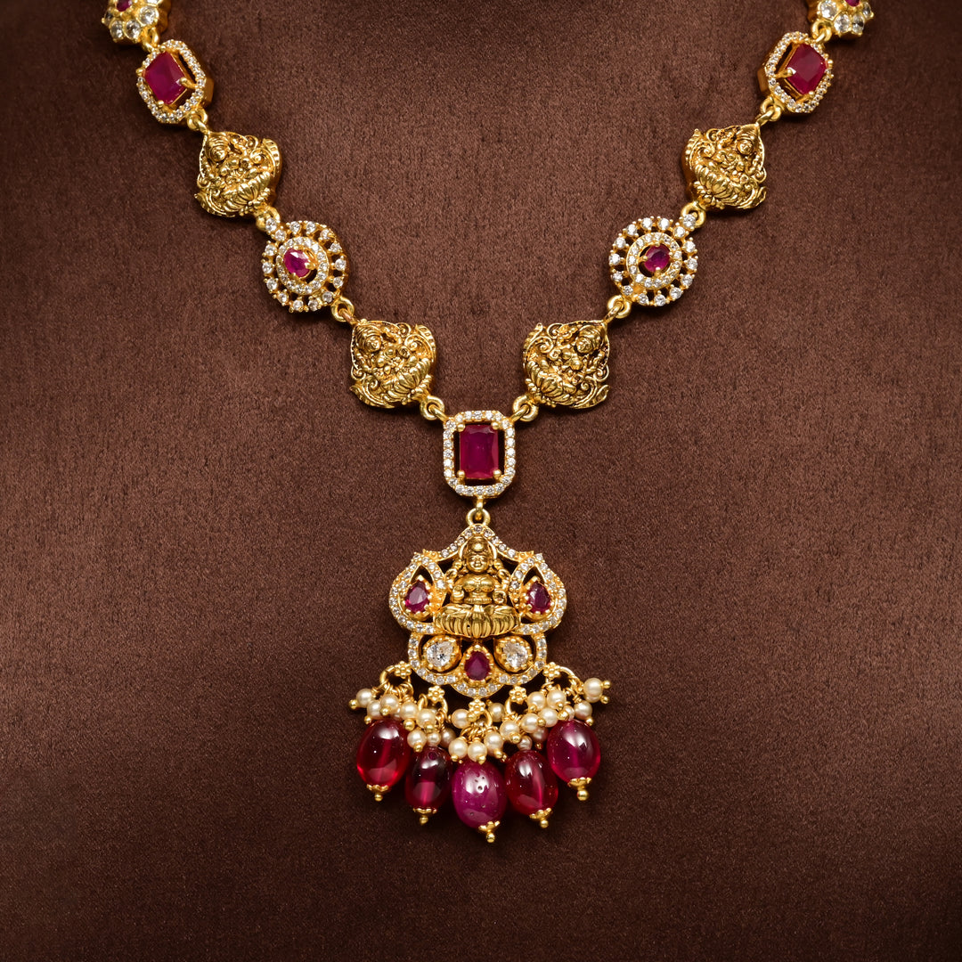 Silver Temple Nakshi Necklace