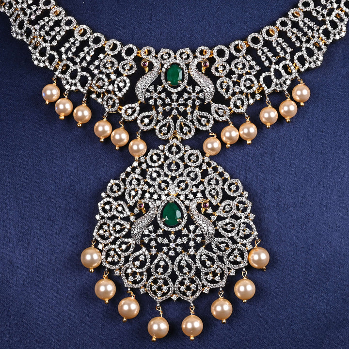 CZ Silver Emerald Necklace