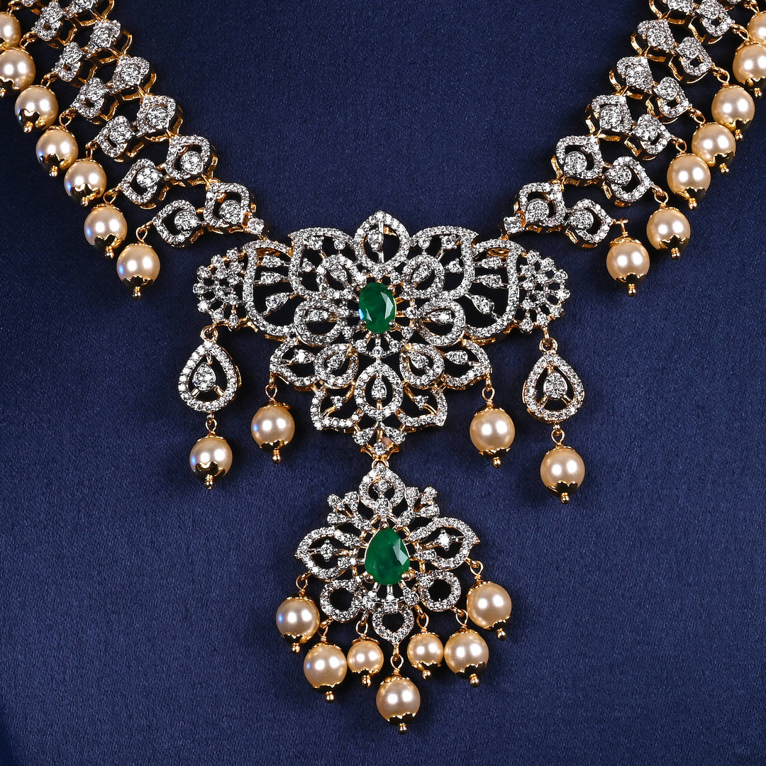 CZ Silver Emerald Necklace