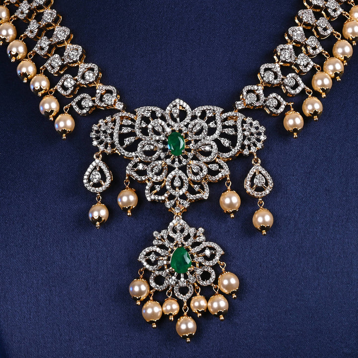 CZ Silver Emerald Necklace