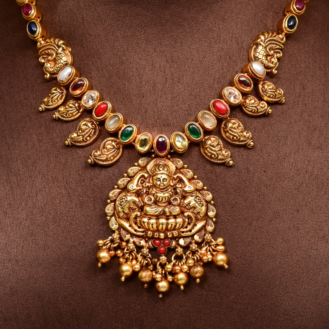 Silver Temple Nakshi Necklace