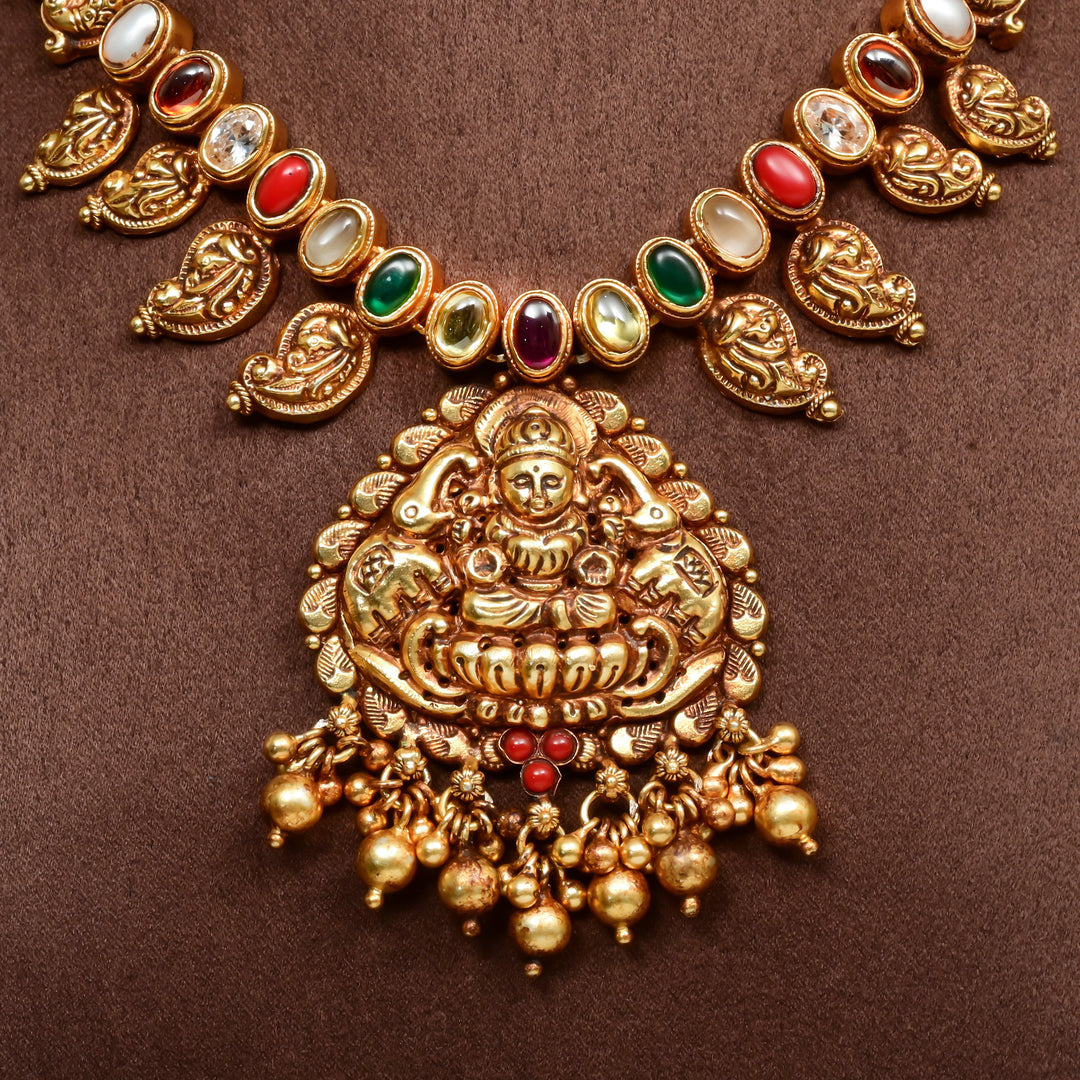 Silver Temple Nakshi Necklace