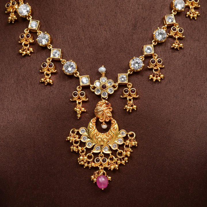 Silver Temple Nakshi Necklace