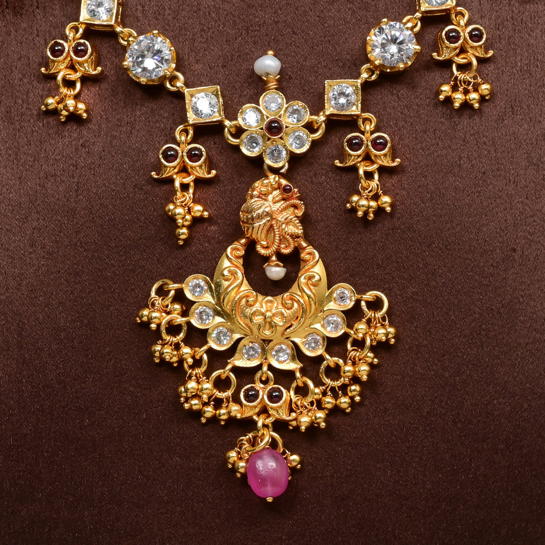 Silver Temple Nakshi Necklace