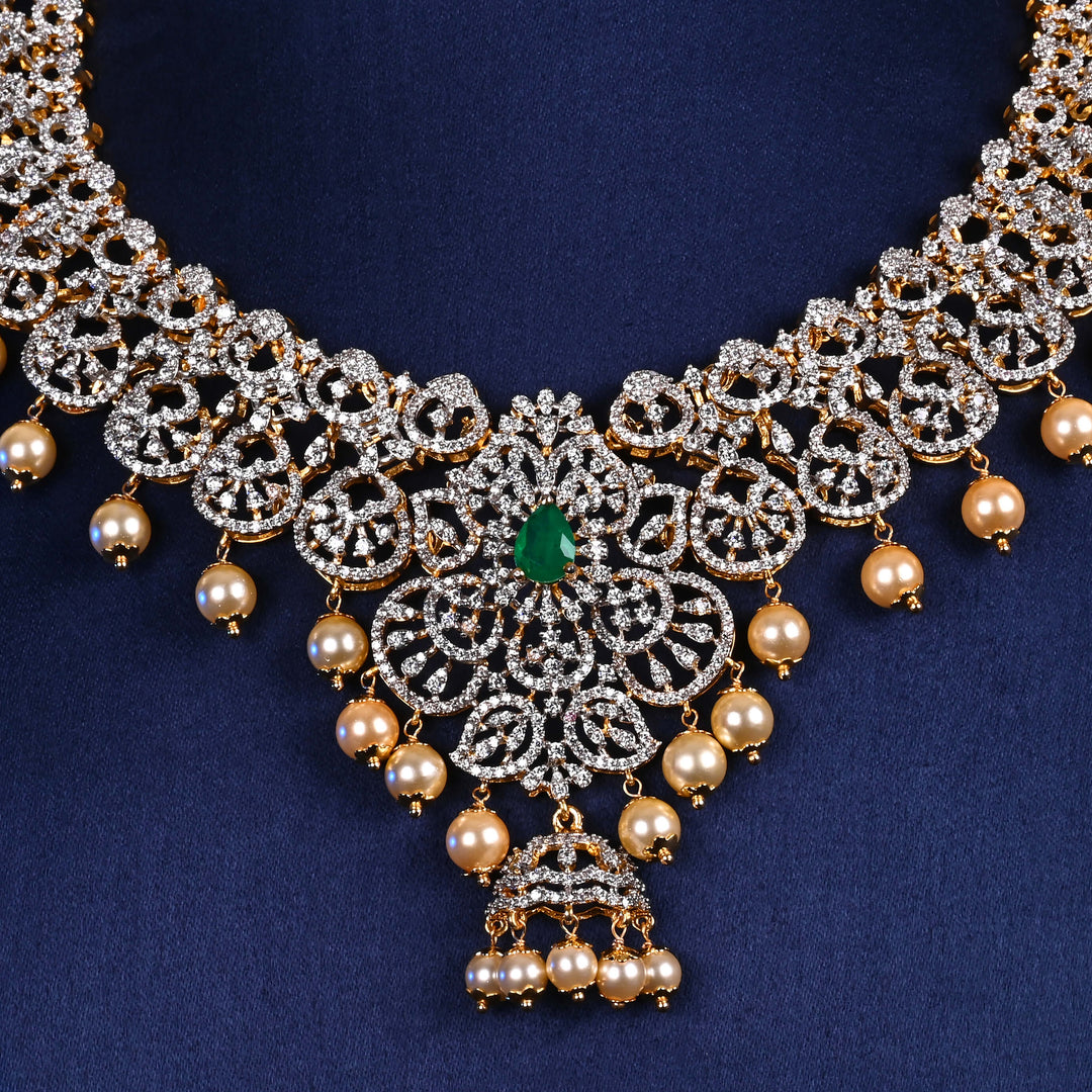 CZ Silver Emerald Necklace