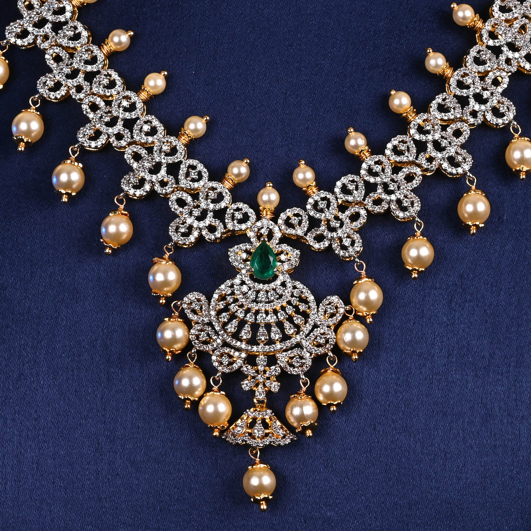 CZ Silver Emerald Necklace