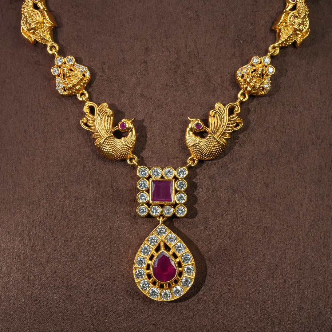 Silver Temple Nakshi Necklace