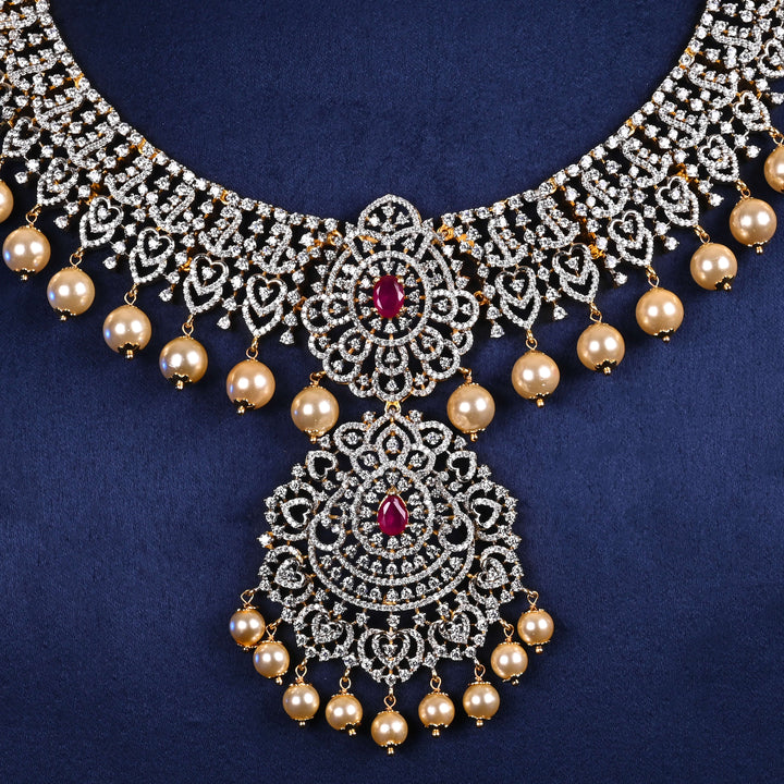 CZ Silver Ruby Necklace