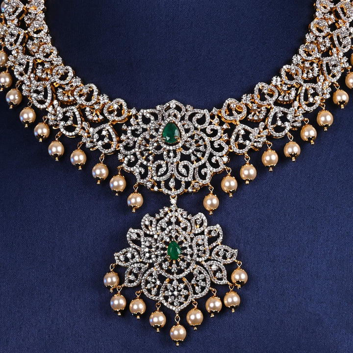 CZ Silver Emerald Necklace