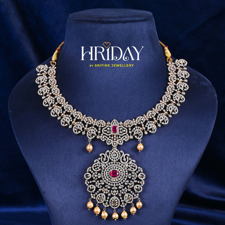 CZ Silver Ruby Necklace