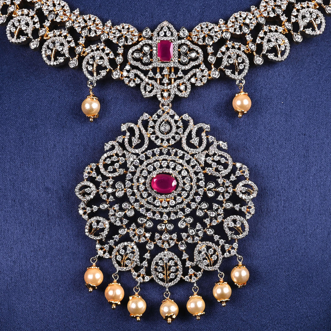 CZ Silver Ruby Necklace