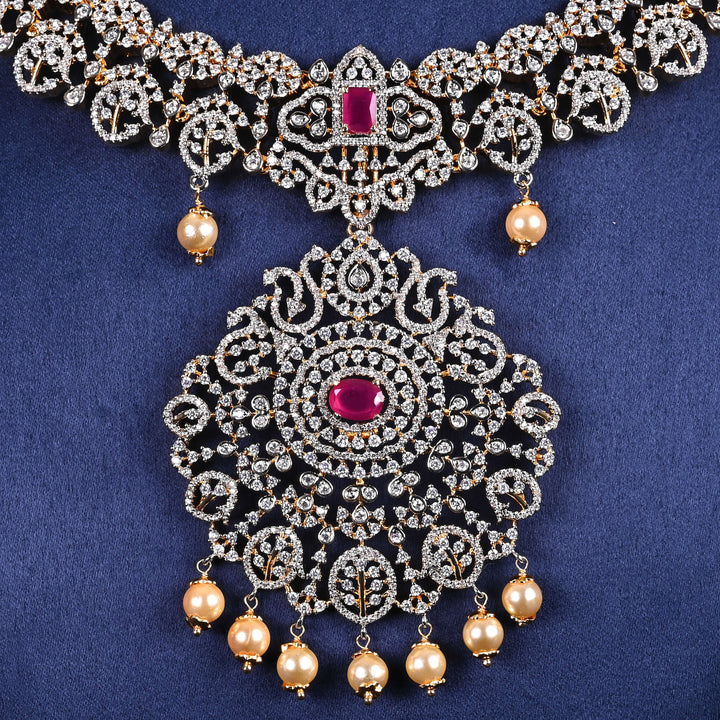 CZ Silver Ruby Necklace