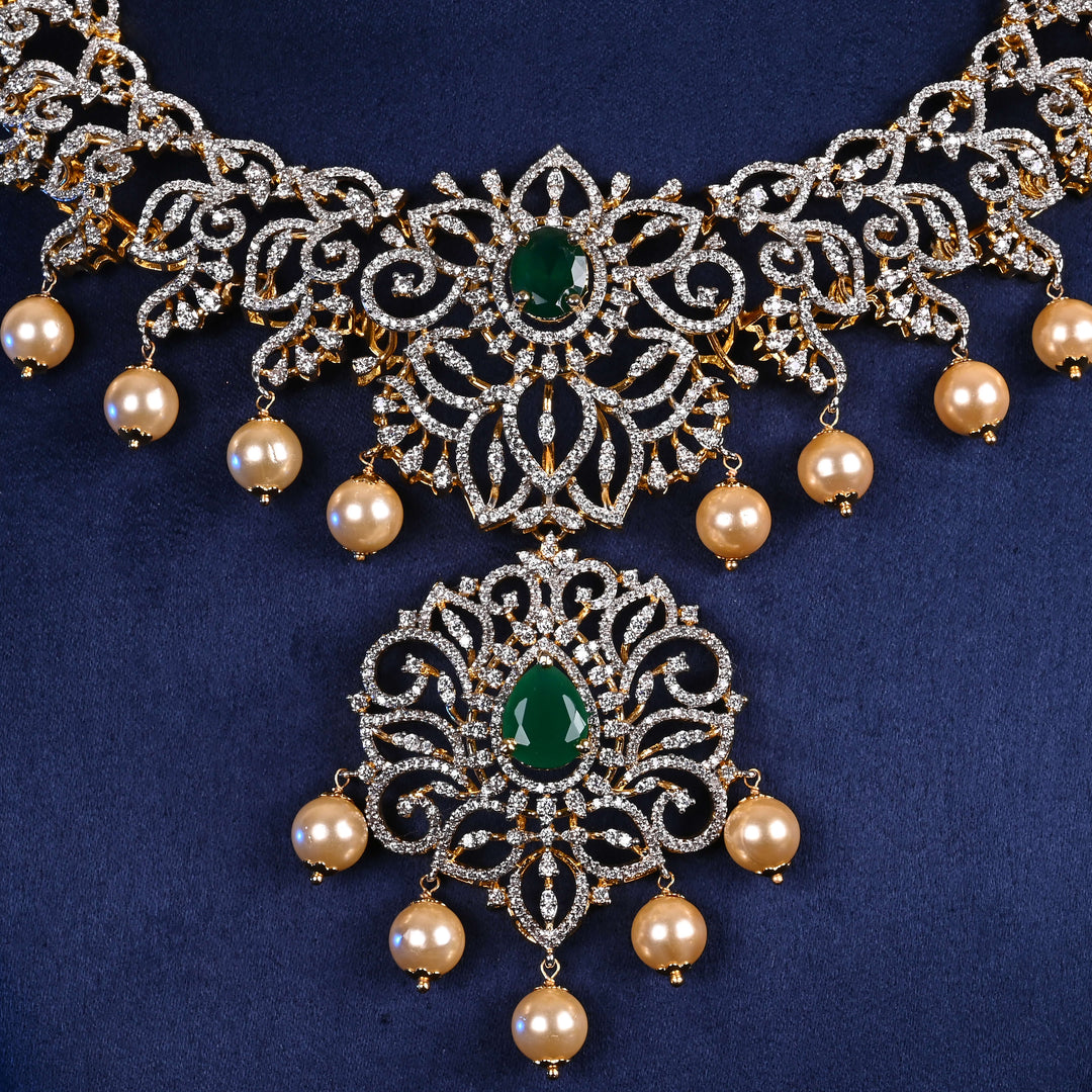 CZ Silver Emerald Necklace