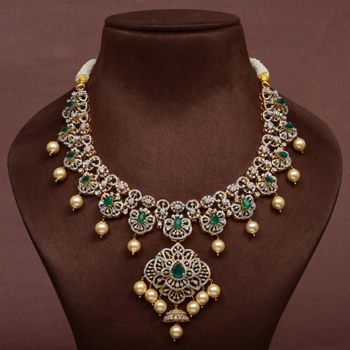 CZ Silver Emerald Necklace