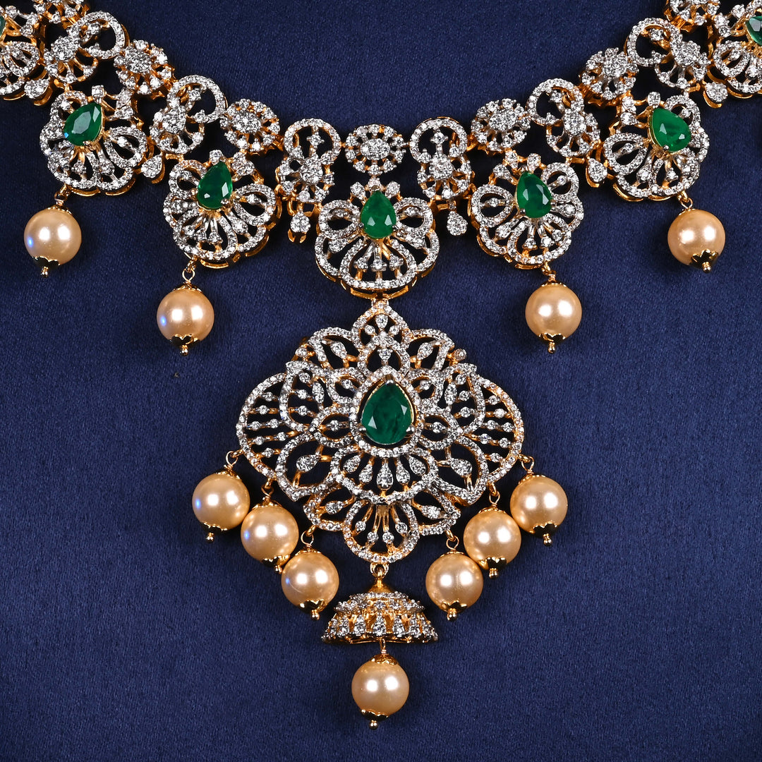 CZ Silver Emerald Necklace