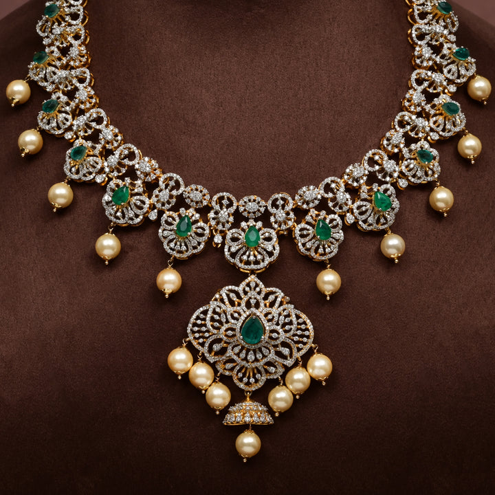 CZ Silver Emerald Necklace