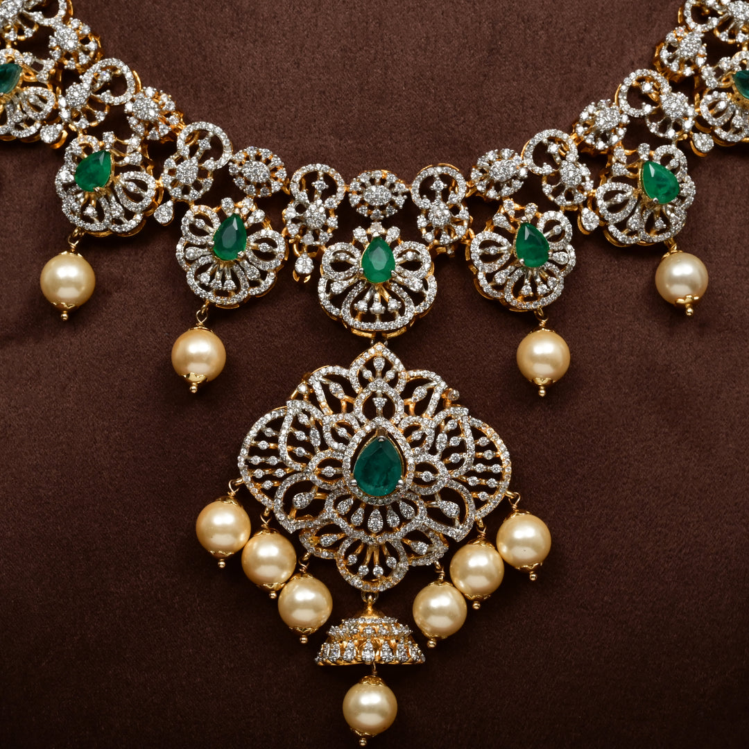 CZ Silver Emerald Necklace