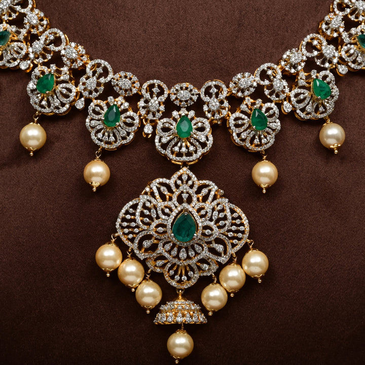 CZ Silver Emerald Necklace