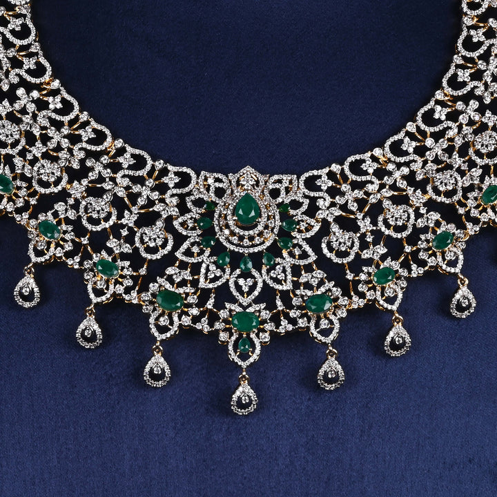 CZ Silver emerald Necklace