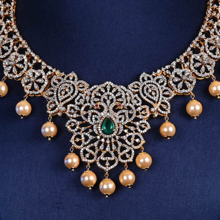 CZ Silver Emerald Necklace